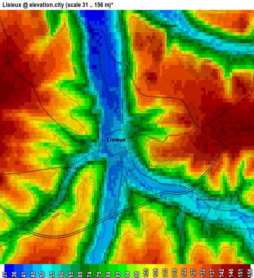 Lisieux elevation map