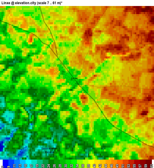 Linxe elevation map