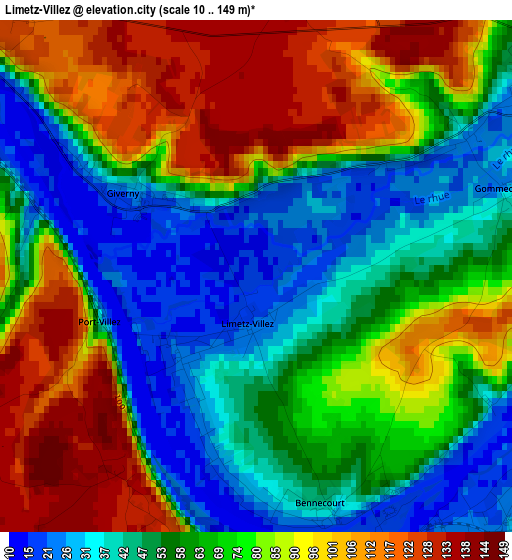 Limetz-Villez elevation map