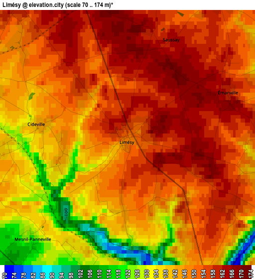 Limésy elevation map