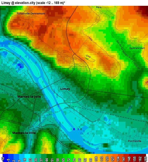 Limay elevation map