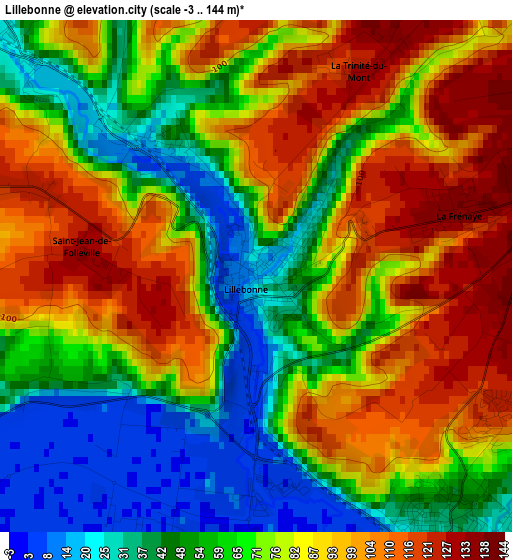 Lillebonne elevation map