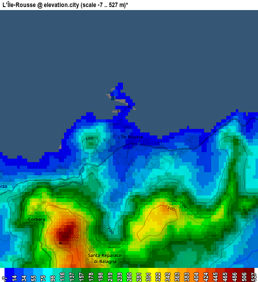 L'Île-Rousse elevation map