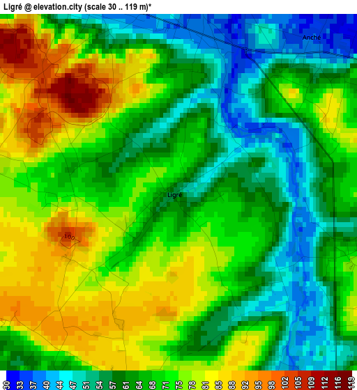 Ligré elevation map