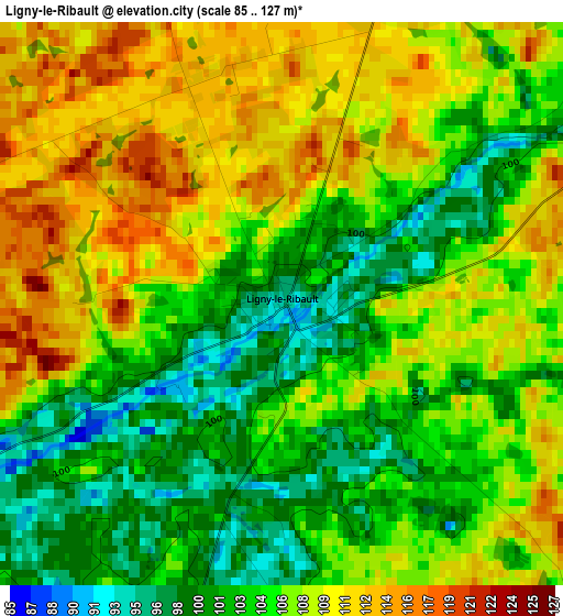 Ligny-le-Ribault elevation map