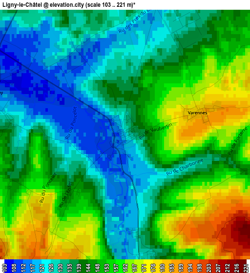 Ligny-le-Châtel elevation map