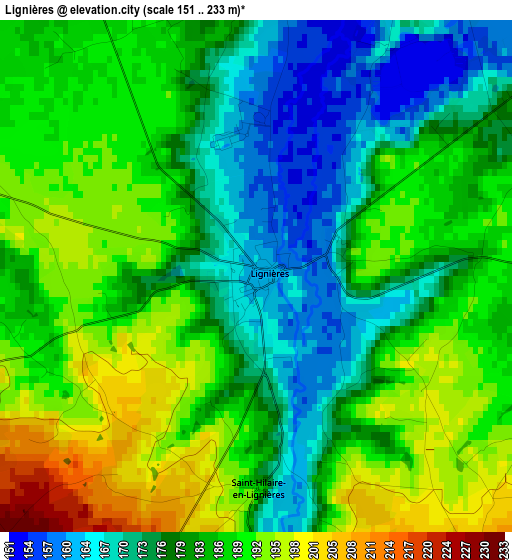 Lignières elevation map