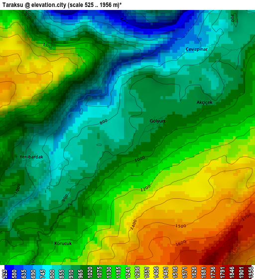 Taraksu elevation map