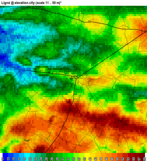 Ligné elevation map