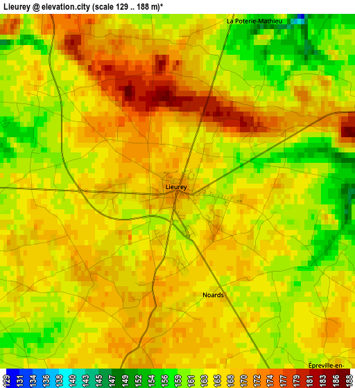 Lieurey elevation map