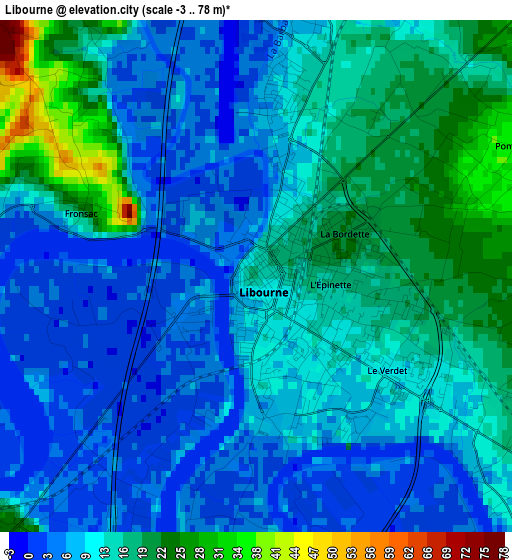 Libourne elevation map