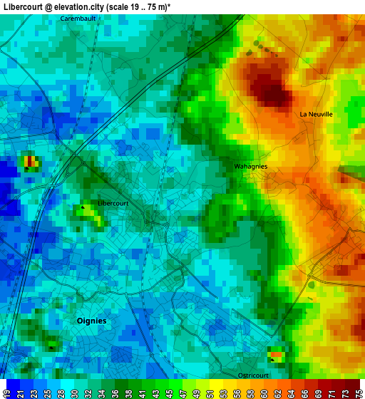 Libercourt elevation map