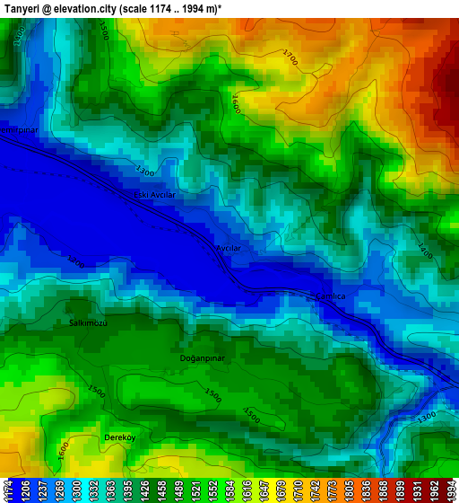 Tanyeri elevation map