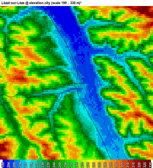 Lézat-sur-Lèze elevation map