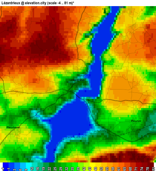 Lézardrieux elevation map