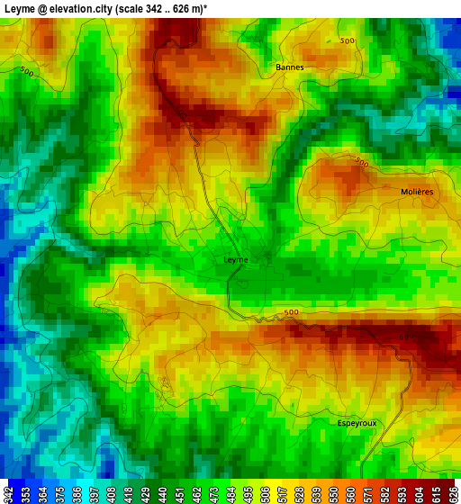 Leyme elevation map