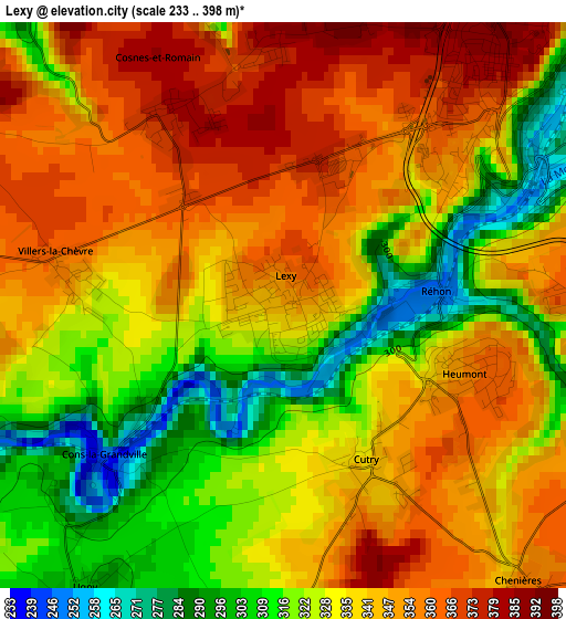 Lexy elevation map