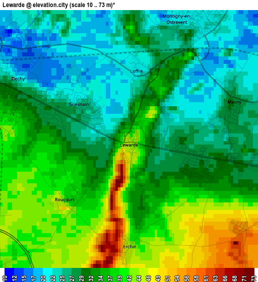 Lewarde elevation map