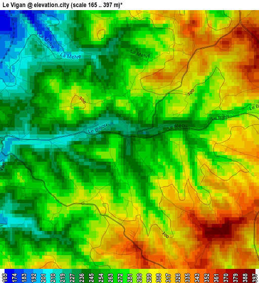 Le Vigan elevation map