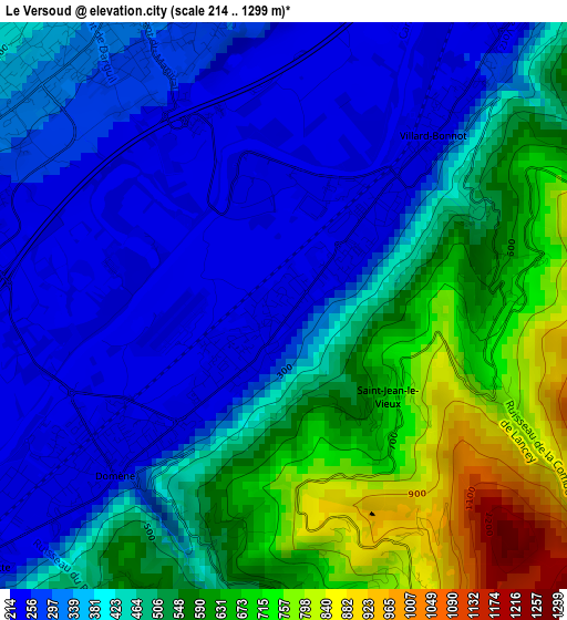 Le Versoud elevation map