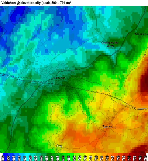 Valdahon elevation map