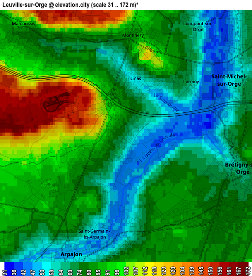 Leuville-sur-Orge elevation map