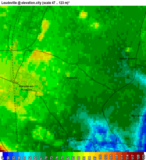 Leudeville elevation map