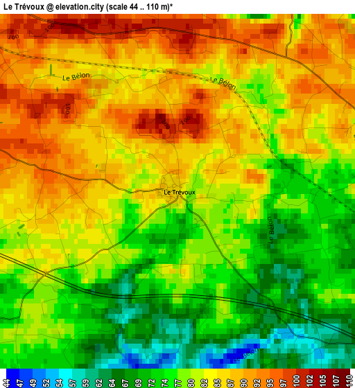 Le Trévoux elevation map