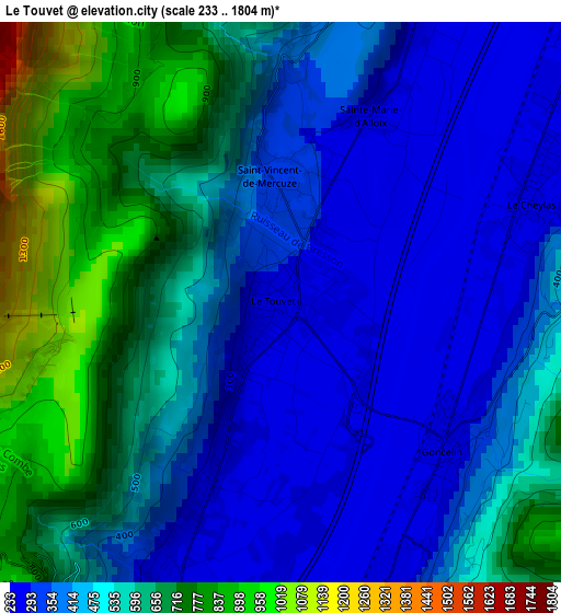 Le Touvet elevation map