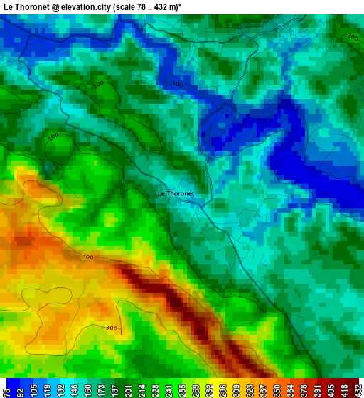 Le Thoronet elevation map