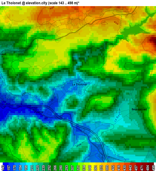 Le Tholonet elevation map