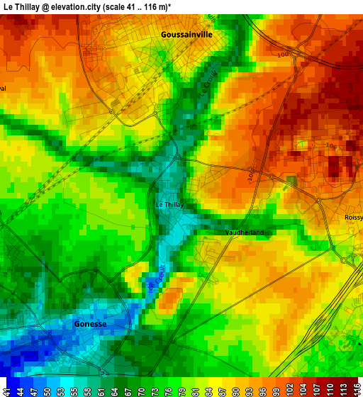 Le Thillay elevation map