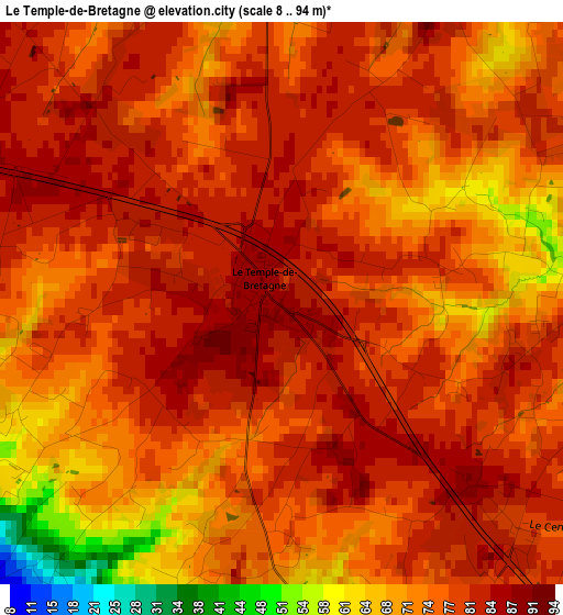 Le Temple-de-Bretagne elevation map