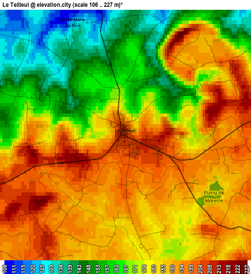 Le Teilleul elevation map