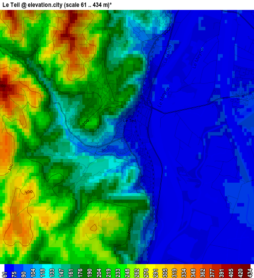 Le Teil elevation map