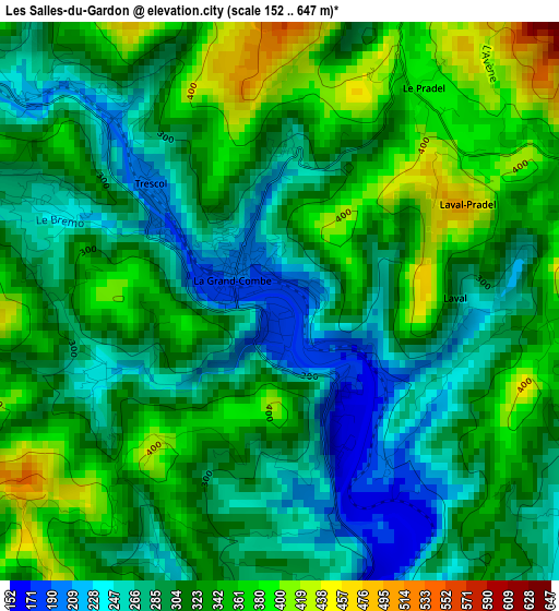 Les Salles-du-Gardon elevation map