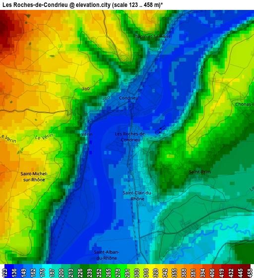 Les Roches-de-Condrieu elevation map