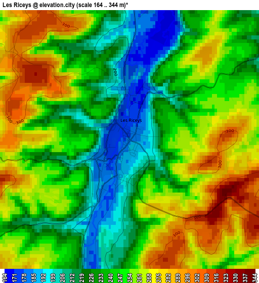 Les Riceys elevation map