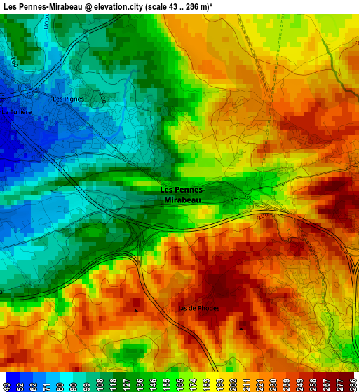 Les Pennes-Mirabeau elevation map