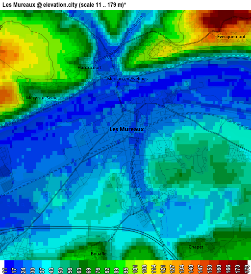 Les Mureaux elevation map