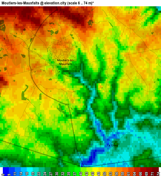 Moutiers-les-Mauxfaits elevation map