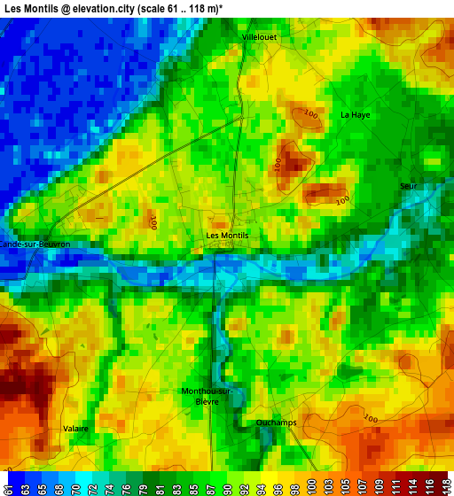 Les Montils elevation map