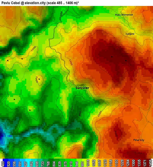 Pavlu Cebel elevation map