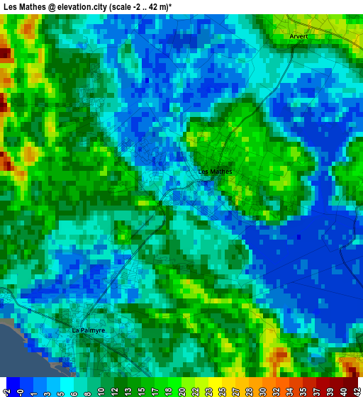 Les Mathes elevation map