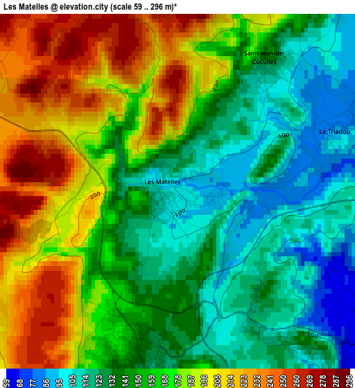 Les Matelles elevation map