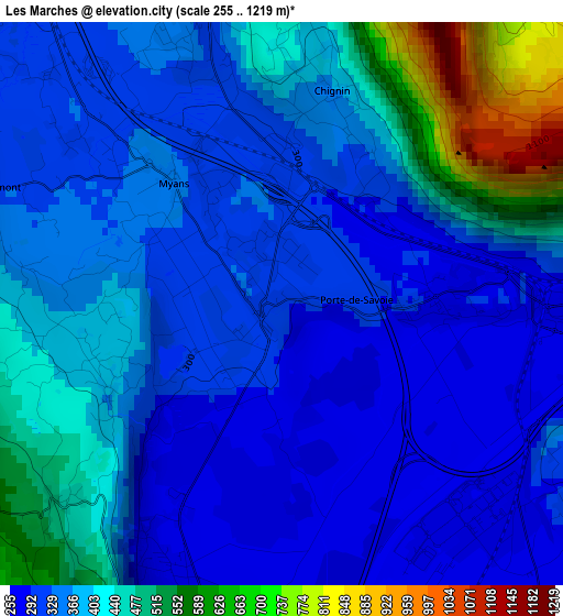 Les Marches elevation map