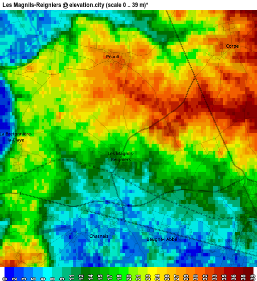 Les Magnils-Reigniers elevation map