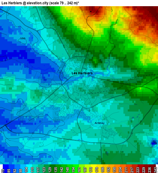 Les Herbiers elevation map