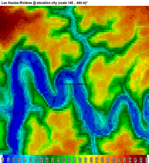 Les Hautes-Rivières elevation map