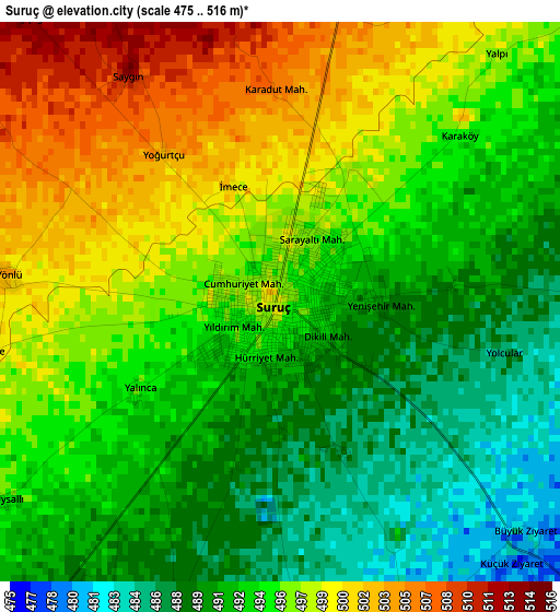 Suruç elevation map